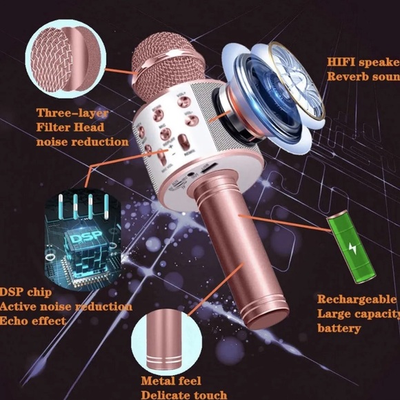 BONAOK Wireless Bluetooth Karaoke Microphone ~ 3-in-1 Portable Handheld